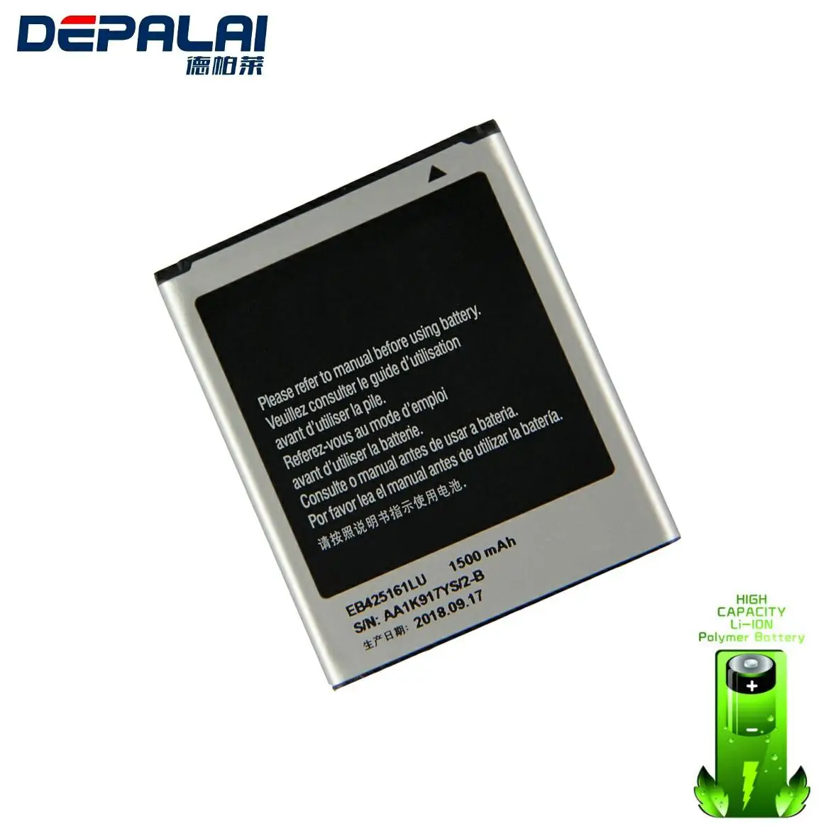1500mAh EB425161LU Phone Battery for Samsung GT-S7562L S7560 S7566 S7568 S7572 S7580 S7582 i8160 i8190 i739 Battery
1500mAh EB425161LU Phone Battery for Samsung GT-S7562L S7560 S7566 S7568 S7572 S7580 S7582 i8160 i8190 i739 Battery