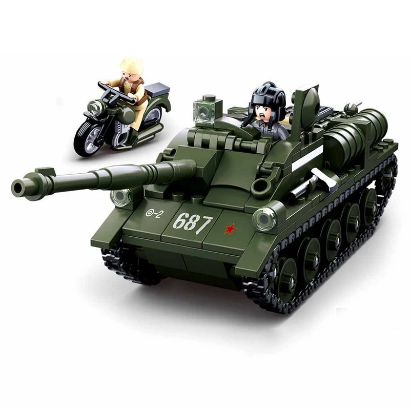 

World War II Military SU-85 Tank Destroyer Bricks WWII Army Soldiers Weapon Building Blocks Classic Construction Toys For Kids