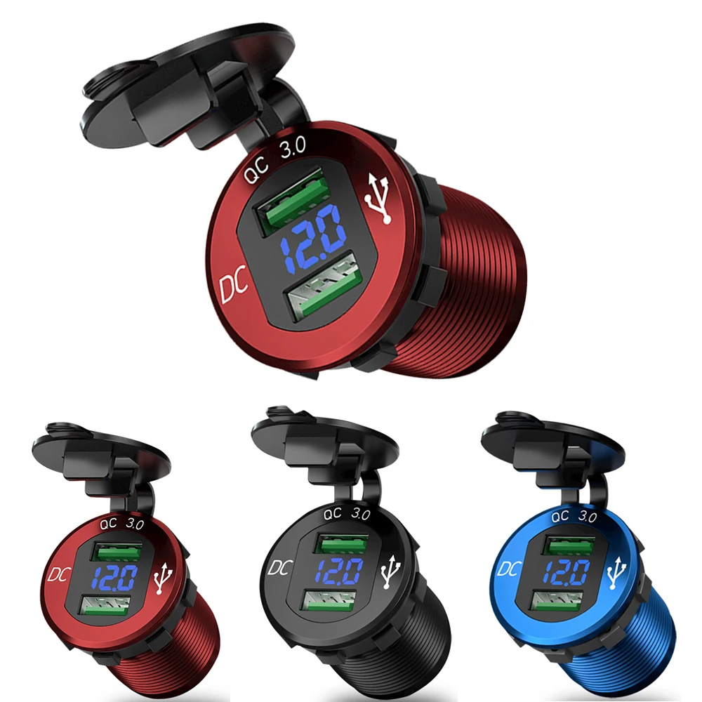 Quick Charge 3.0 Dual USB Charger Socket Waterproof Aluminum Power Outlet Fast Charge with LED Voltmeter for 12V/24V Car Boat M
Quick Charge 3.0 Dual USB Charger Socket Waterproof Aluminum Power Outlet Fast Charge with LED Voltmeter for 12V/24V Car Boat M