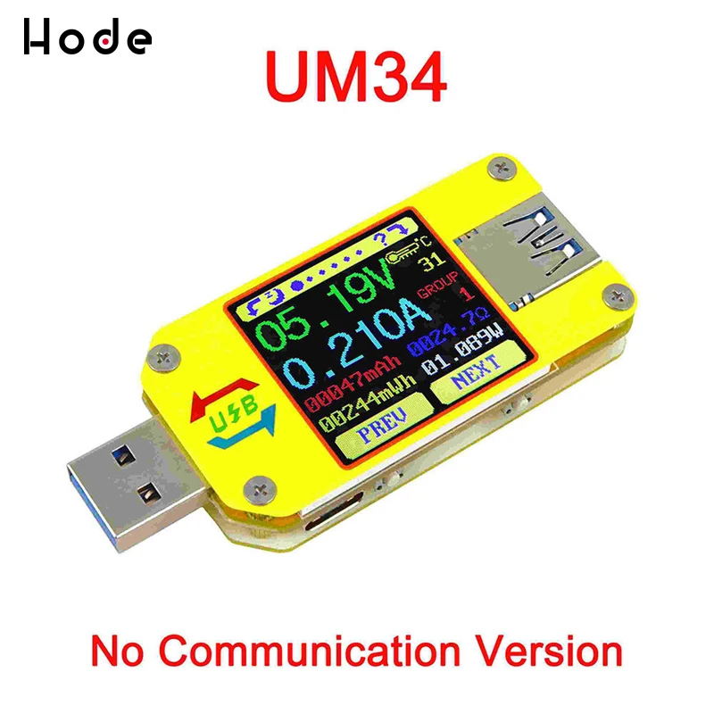 UM34 UM34C for APP USB 3.0 Type-C DC Voltmeter ammeter voltage current meter battery charge measure cable tester voltmeter
UM34 UM34C for APP USB 3.0 Type-C DC Voltmeter ammeter voltage current meter battery charge measure cable tester voltmeter