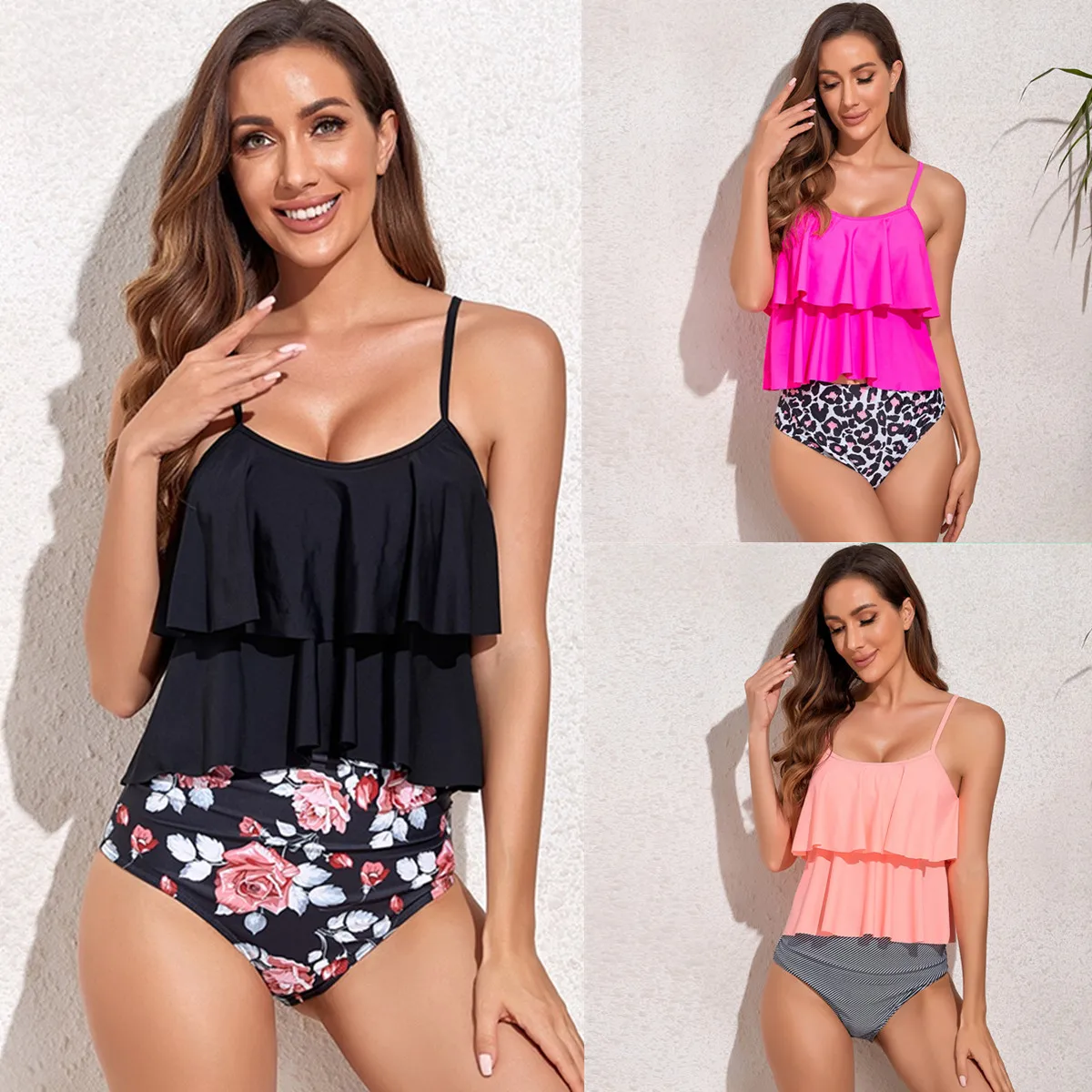 Купальник женский из двух предметов, двухслойный раздельный купальник с оборками и принтом, пляжная одежда, костюмы для плавания
Купальник женский из двух предметов, двухслойный раздельный купальник с оборками и принтом, пляжная одежда, костюмы для плавания