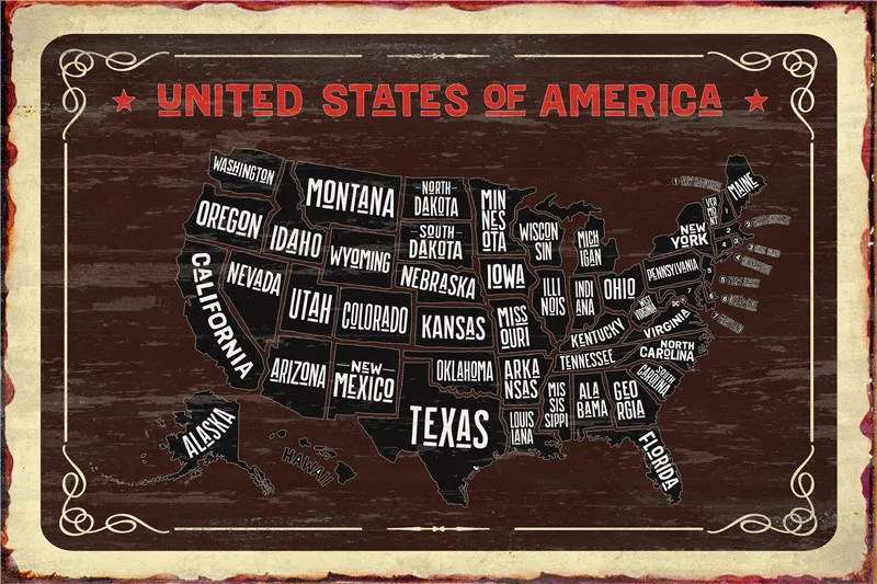 USA Map Plaque Vintage Decor Home Decoration Accessories Metal Plate Restaurant Aesthetic Room Decor Decorative Posters Plates 
USA Map Plaque Vintage Decor Home Decoration Accessories Metal Plate Restaurant Aesthetic Room Decor Decorative Posters Plates