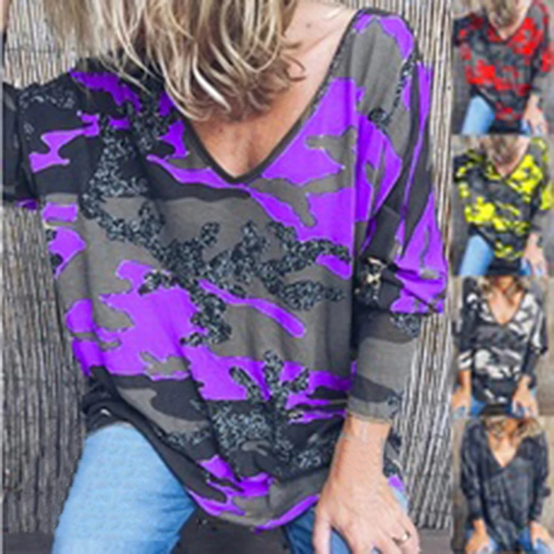 Women T-Shirt V Neck Camouflage Print Long Sleeve Tops Spring Casual Loose Ladies Tee Shirt Femme Womens Clothing Plus Size 2XL
Women T-Shirt V Neck Camouflage Print Long Sleeve Tops Spring Casual Loose Ladies Tee Shirt Femme Womens Clothing Plus Size 2XL