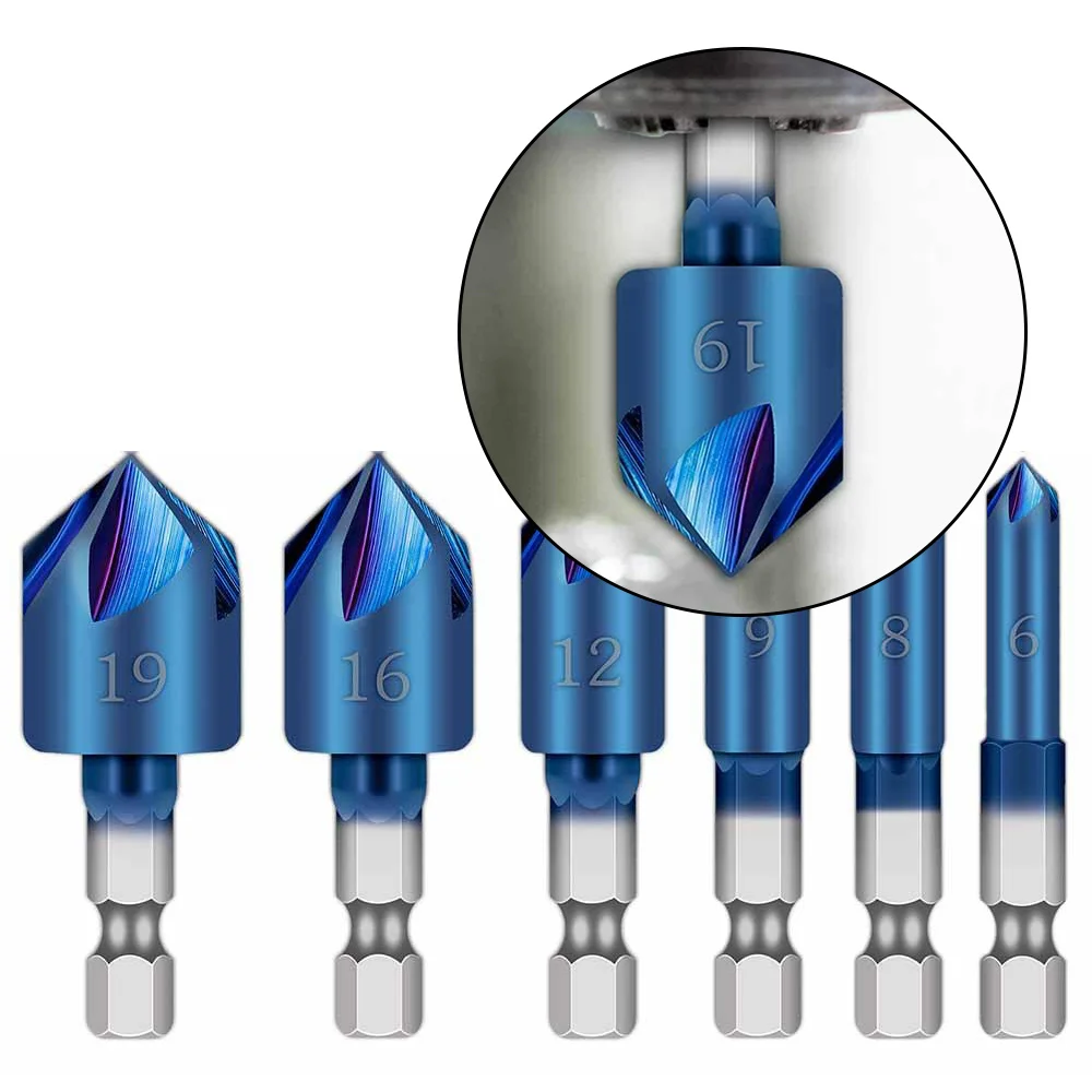 6pcs 1/4" High-carbon Steel Hex Shank Countersink Drill Bit Coated Chamfer Tool Woodworking 90 Excellent Performance Durable
6pcs 1/4" High-carbon Steel Hex Shank Countersink Drill Bit Coated Chamfer Tool Woodworking 90 Excellent Performance Durable