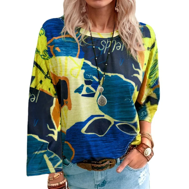 2021 Autumn Winter Women Round Neck Digital Printing T-shirt Female Fashion Sweet Long Sleeve Clothes Lady Loose Casual Tops
2021 Autumn Winter Women Round Neck Digital Printing T-shirt Female Fashion Sweet Long Sleeve Clothes Lady Loose Casual Tops