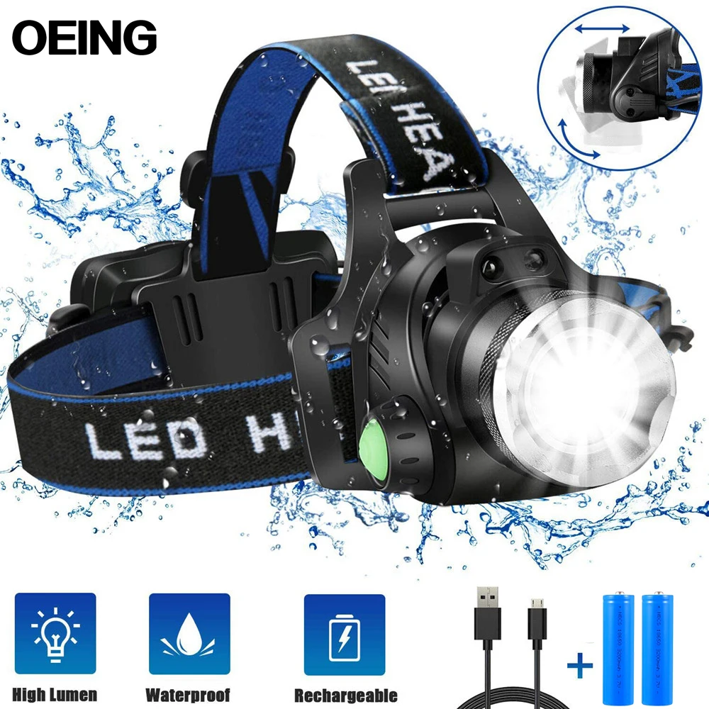 

LED Headlight 10000 Lumens T6/L2 3 Modes Zoom Waterproof Super Bright Camping Light 18650 Battery For Fishing And Hunting Torch