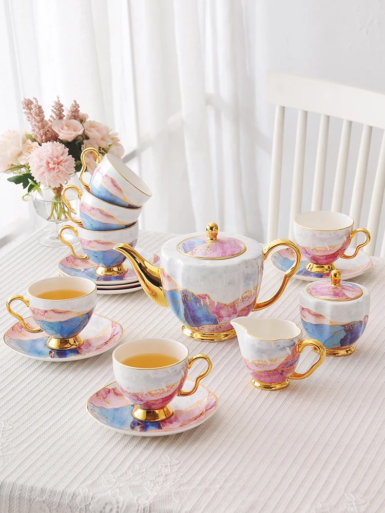 Six-pieces Set Bone China Tea Set With Coffee Pot Milk Jug Sugar Pot Dessert Plate British Office Party Teaware Best Gift
Six-pieces Set Bone China Tea Set With Coffee Pot Milk Jug Sugar Pot Dessert Plate British Office Party Teaware Best Gift