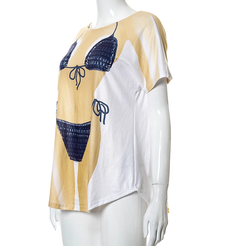 Women's Fashion Printed Round Neck Short Sleeve Bag Butt Long Loose Fresh Wild European and American Tops Ladies Temperament 
Women's Fashion Printed Round Neck Short Sleeve Bag Butt Long Loose Fresh Wild European and American Tops Ladies Temperament