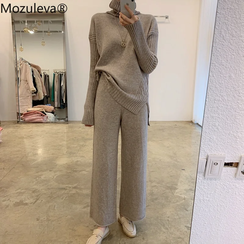 Mozuleva Elegant Thicken Winter Sweater Sets 2 Pieces Knitted Set Women Turtleneck Side Split Pullovers & Wide Leg Sweater Pants
Mozuleva Elegant Thicken Winter Sweater Sets 2 Pieces Knitted Set Women Turtleneck Side Split Pullovers & Wide Leg Sweater Pants