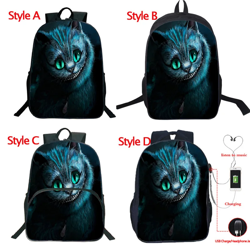 Boys Girls Teens Backpacks 4 Kinds Style Cheshire Cat Backpack USB Charge School Bags Beautiful Backpack
Boys Girls Teens Backpacks 4 Kinds Style Cheshire Cat Backpack USB Charge School Bags Beautiful Backpack