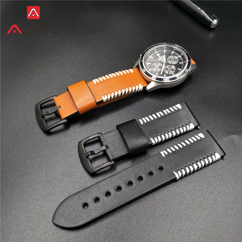 Ремешок из натуральной кожи для Samsung Galaxy Watch 46 мм Gear S3 Huawei Amazfit GTR 47 22 | Наручные часы