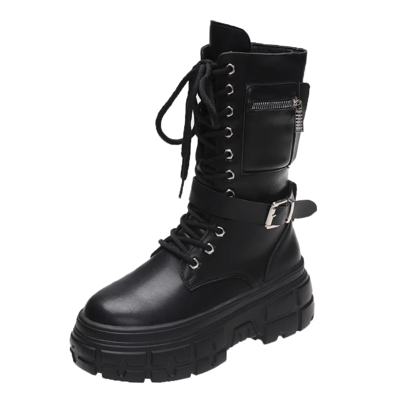 Women's Autumn Mid Calf Motorcycle Boots Fashion 2021 Round Toe Platform Shoes Female Lace Up Shoes Ladies New Boots
Women's Autumn Mid Calf Motorcycle Boots Fashion 2021 Round Toe Platform Shoes Female Lace Up Shoes Ladies New Boots