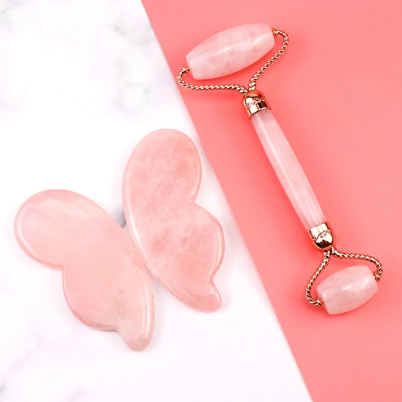 

Jade Roller For Face Rose Quartz Face Roller & Gua Sha Set For Skincare,Under Eye Bags,Puffy Eyes and Face Massager Anti Wrinkle