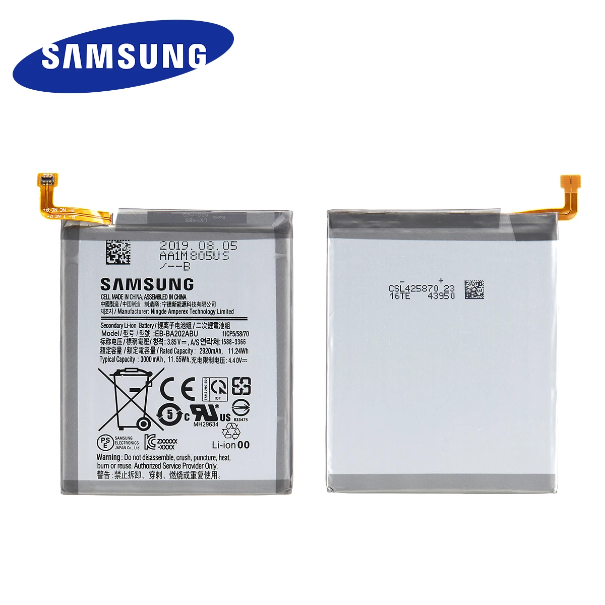 SAMSUNG оригинальная EB BA202ABU 3000 мА/ч батарея для Samsung Galaxy A20e A10e A102W A102U A202F SM A202F/DS