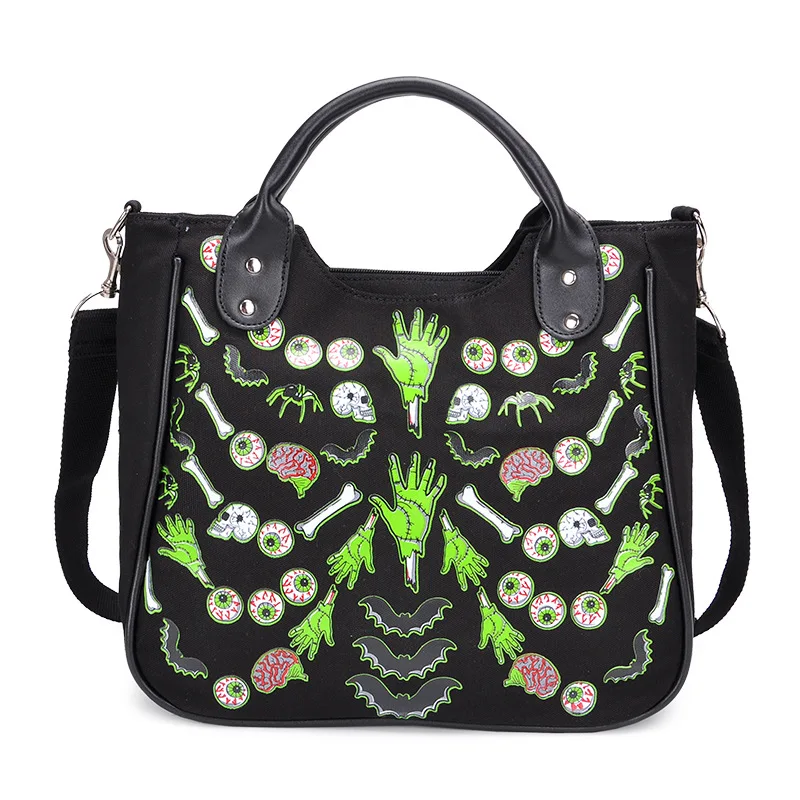 

Skull Tote Halloween Zombie Eyeball Element Print Tote Women Gothic Shoulder Bag Handbag Horror Emo
