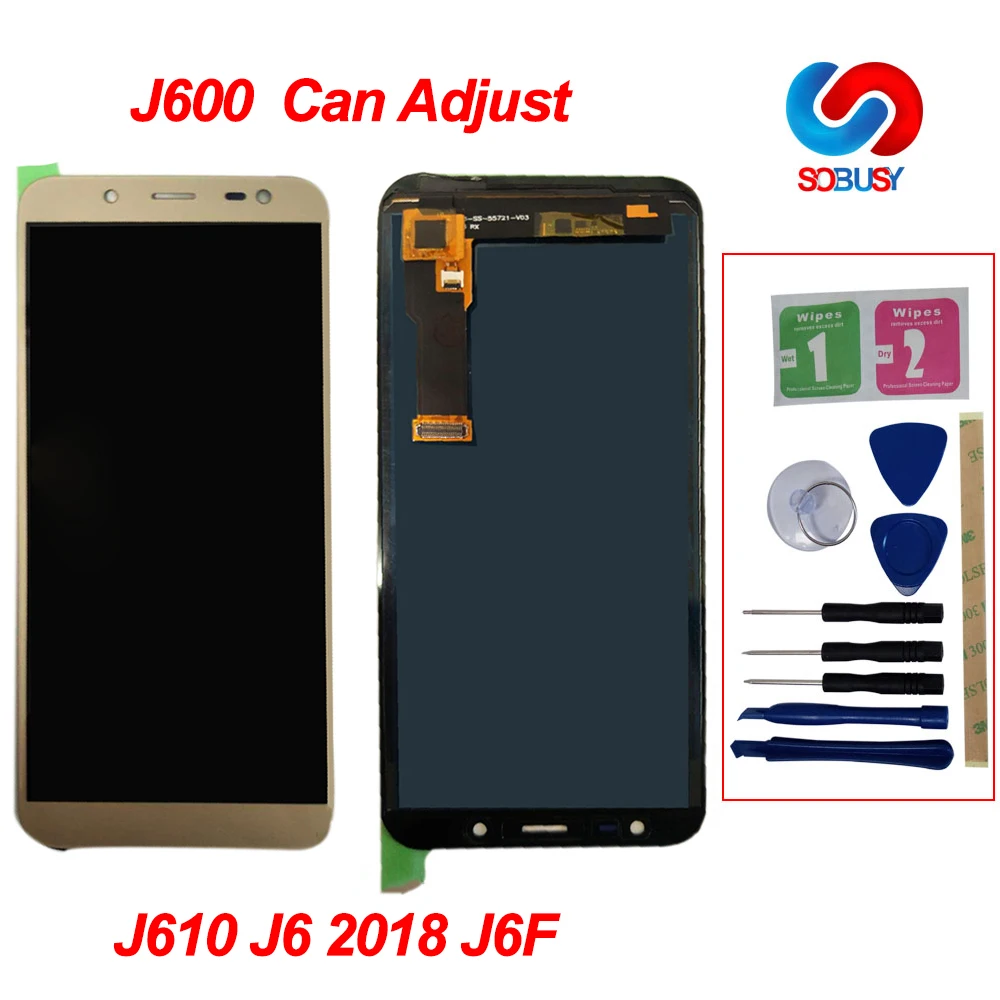 Регулировка яркости J600 ЖК дисплей для Samsung Galaxy J6 2018 J600F J600Y кодирующий