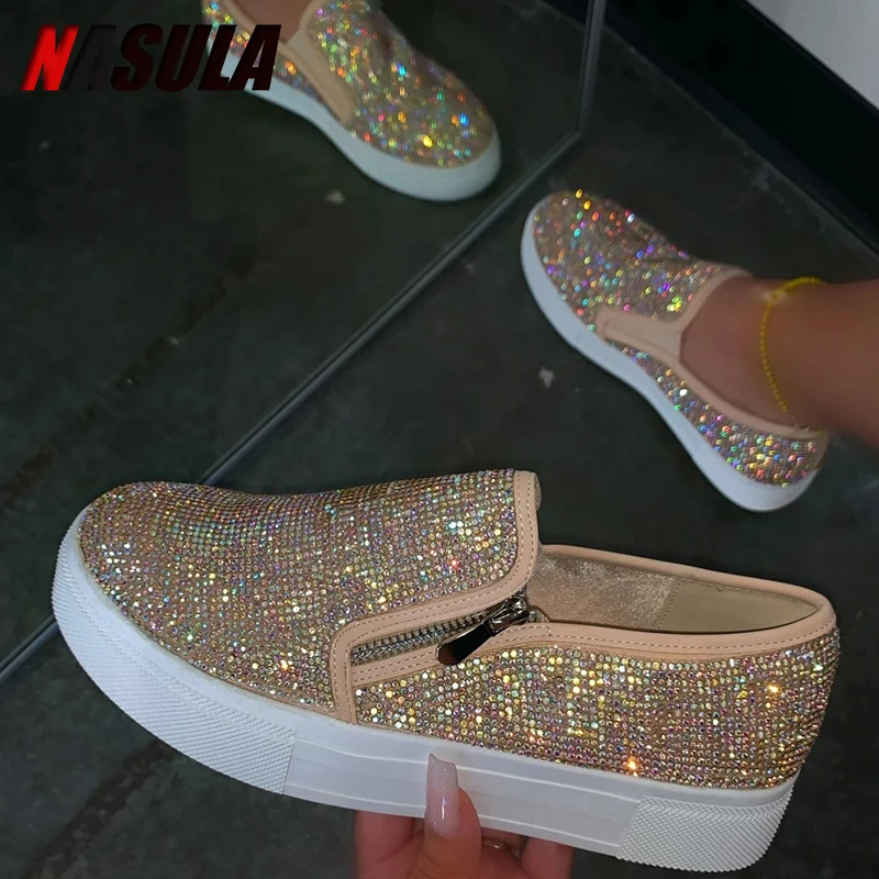 Crystal Diamonds Women Flats Bling Woman Shoes Rhinestone Ladies Casual Shoes Round Toe Slip-on Platform Shoes
Crystal Diamonds Women Flats Bling Woman Shoes Rhinestone Ladies Casual Shoes Round Toe Slip-on Platform Shoes