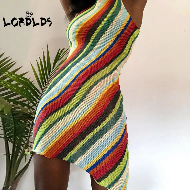 LORDLDS Women Knit Bodycon Mini Dress Rainbow Stripe Print Summer Beachwear Off Shoulder Slim Sexy Party Punk Rave Dresses
LORDLDS Women Knit Bodycon Mini Dress Rainbow Stripe Print Summer Beachwear Off Shoulder Slim Sexy Party Punk Rave Dresses