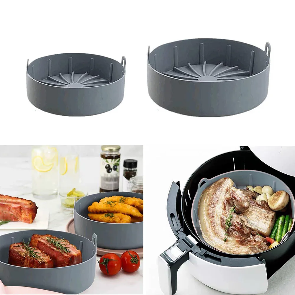 

Air Fryer Silicone Baking Pot Multifunction Oven Accessories Bread Fried Chicken Pizza Basket Baking Tray Baking Dishes