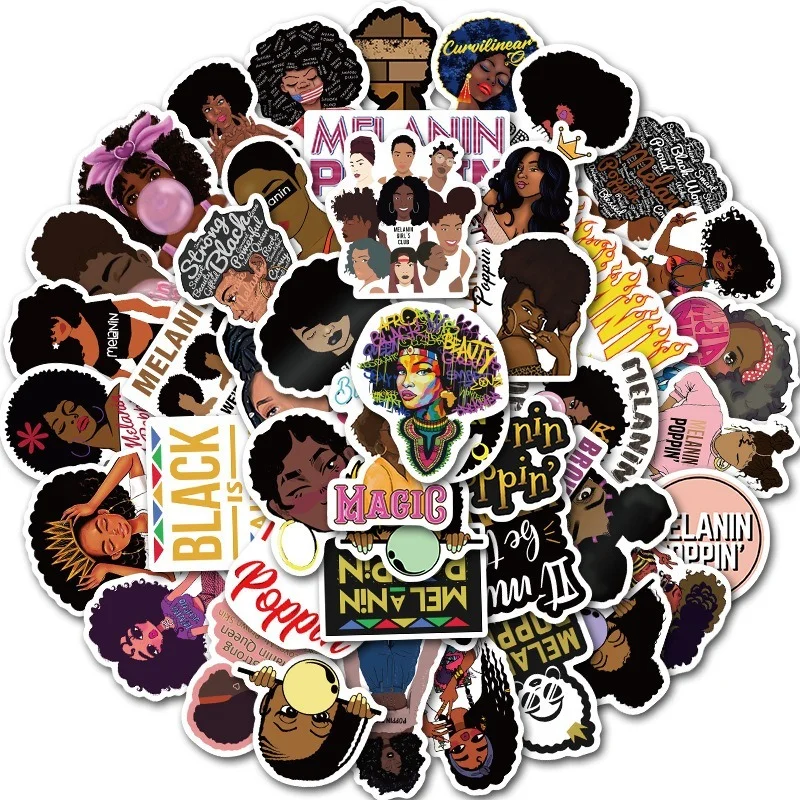 50PCS/lot Inspirational Black Girl Melanin Poppin Stickers for DIY Laptop Phone Guitar Suitcase Luggage Skateboard Sticker Decal
50PCS/lot Inspirational Black Girl Melanin Poppin Stickers for DIY Laptop Phone Guitar Suitcase Luggage Skateboard Sticker Decal