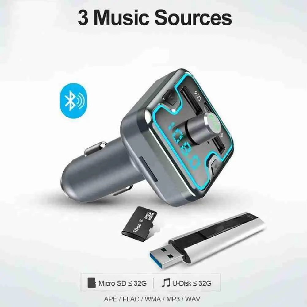 Car Bluetooth 5.0 FM Transmitter USB QC3.0 Car Charger RGB Light 6 Color LED Display Wireless Bluetooth Adapter Car Music Player
Car Bluetooth 5.0 FM Transmitter USB QC3.0 Car Charger RGB Light 6 Color LED Display Wireless Bluetooth Adapter Car Music Player