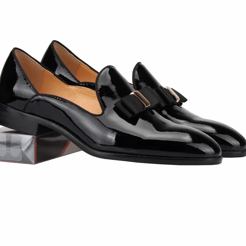 Fashion Mens Loafers shoes bow tie Black Patent leather Slip On Moccasins Luxury smoking Flats men Wedding dress Shoes
Fashion Mens Loafers shoes bow tie Black Patent leather Slip On Moccasins Luxury smoking Flats men Wedding dress Shoes
