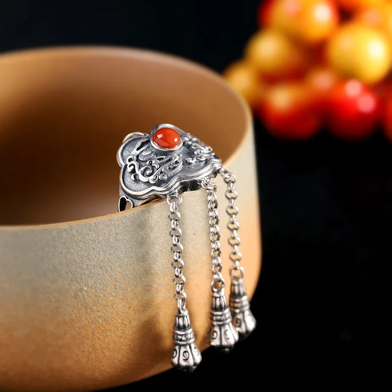 Trendy Retro Women's Tassel Ring S925 Silver Inlaid with Agate Jade
Trendy Retro Women's Tassel Ring S925 Silver Inlaid with Agate Jade