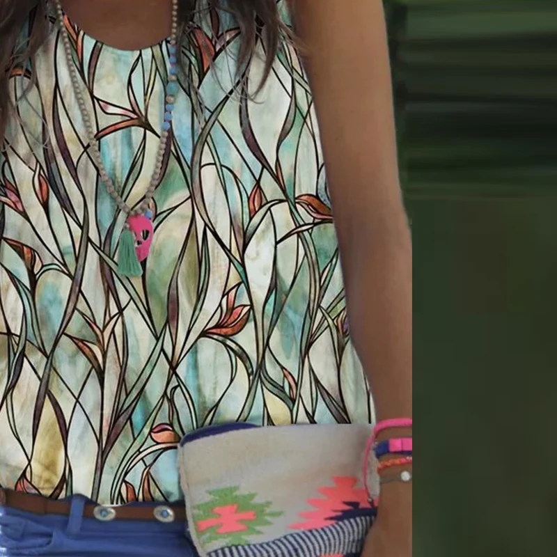 Women Casual Round Neck Blouses Femme Elegant Pattern Printed Summer Shirts 2021 Spring Sleeveless Office Lady Tops Pullover 5XL
Women Casual Round Neck Blouses Femme Elegant Pattern Printed Summer Shirts 2021 Spring Sleeveless Office Lady Tops Pullover 5XL