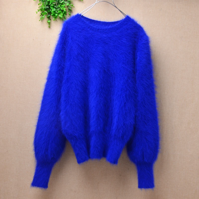 female women autumn winter hairy blue mink cashmere knitted long batwing sleeves o-neck slim blouses pullover angora fur sweater 
female women autumn winter hairy blue mink cashmere knitted long batwing sleeves o-neck slim blouses pullover angora fur sweater