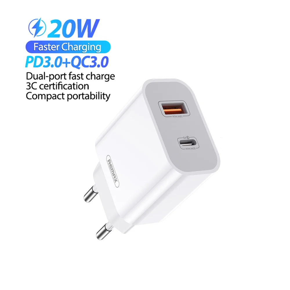 REMAX Quick Charger 4.0 3.0 QC PD20W IPhone Charger USB Type C Fast Charging for iPhone 13 12 Xs 8 Xiaomi Huawei Phone Chargers
REMAX Quick Charger 4.0 3.0 QC PD20W IPhone Charger USB Type C Fast Charging for iPhone 13 12 Xs 8 Xiaomi Huawei Phone Chargers