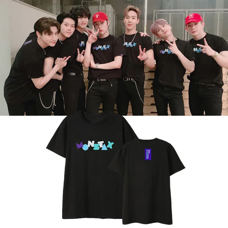 Kpop MONSTA X японский веер рубашки с альбомом для концертов уличная одежда свободная