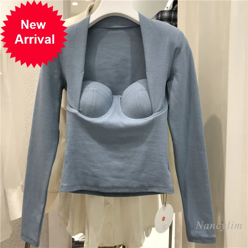Sexy Tee Shirts Womens 2021 Autumn New Temperament Goddess Tube Top 3D Cutting Solid Color Long Sleeve Knit T-Shirt Femme
Sexy Tee Shirts Womens 2021 Autumn New Temperament Goddess Tube Top 3D Cutting Solid Color Long Sleeve Knit T-Shirt Femme