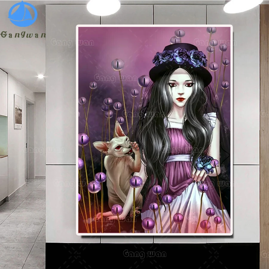 DIY Diamond Painting beautiful flower girl Diamond Mosaic Diamond Embroidery Sphynx cat Full Square round 5D Home Decoration art 
DIY Diamond Painting beautiful flower girl Diamond Mosaic Diamond Embroidery Sphynx cat Full Square round 5D Home Decoration art