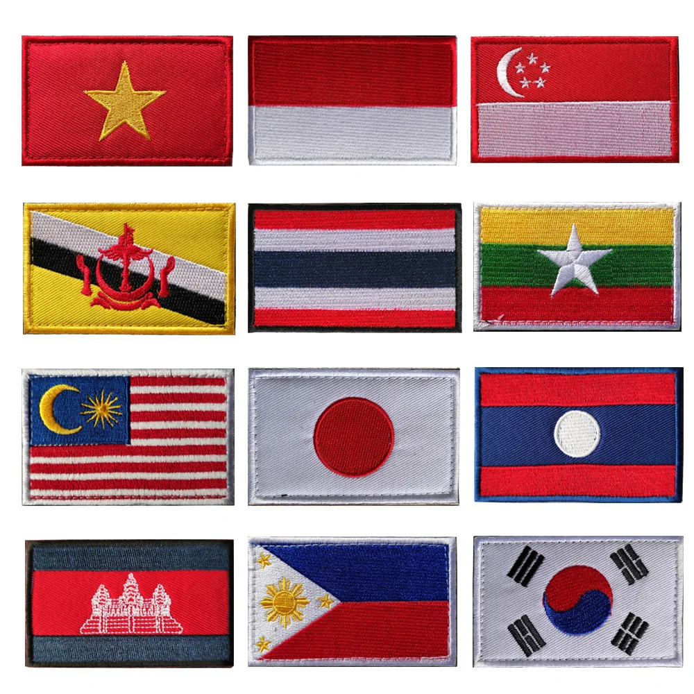 Southeast Asian Flag Embroidery Patch Morale Backpack Badge South Korea, Japan, Laos, Philippines, Thailand
Southeast Asian Flag Embroidery Patch Morale Backpack Badge South Korea, Japan, Laos, Philippines, Thailand