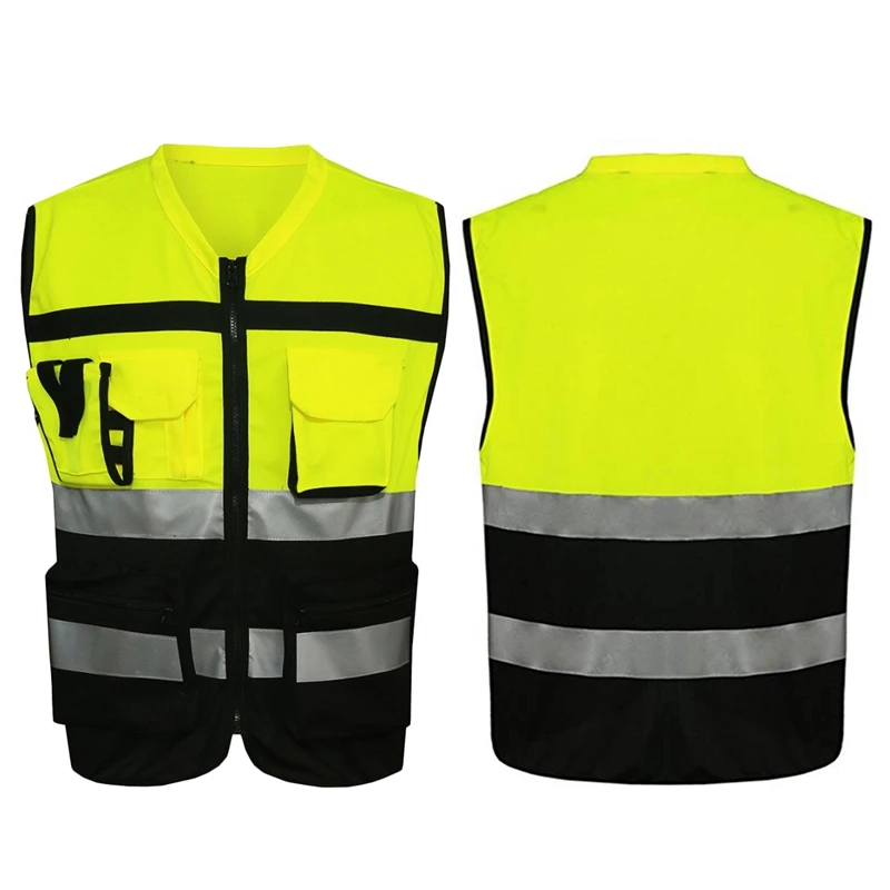 7 Pockets Class 2 High Visibility Zipper Front Safet Yellow Vest With Reflective Strips
7 Pockets Class 2 High Visibility Zipper Front Safet Yellow Vest With Reflective Strips
