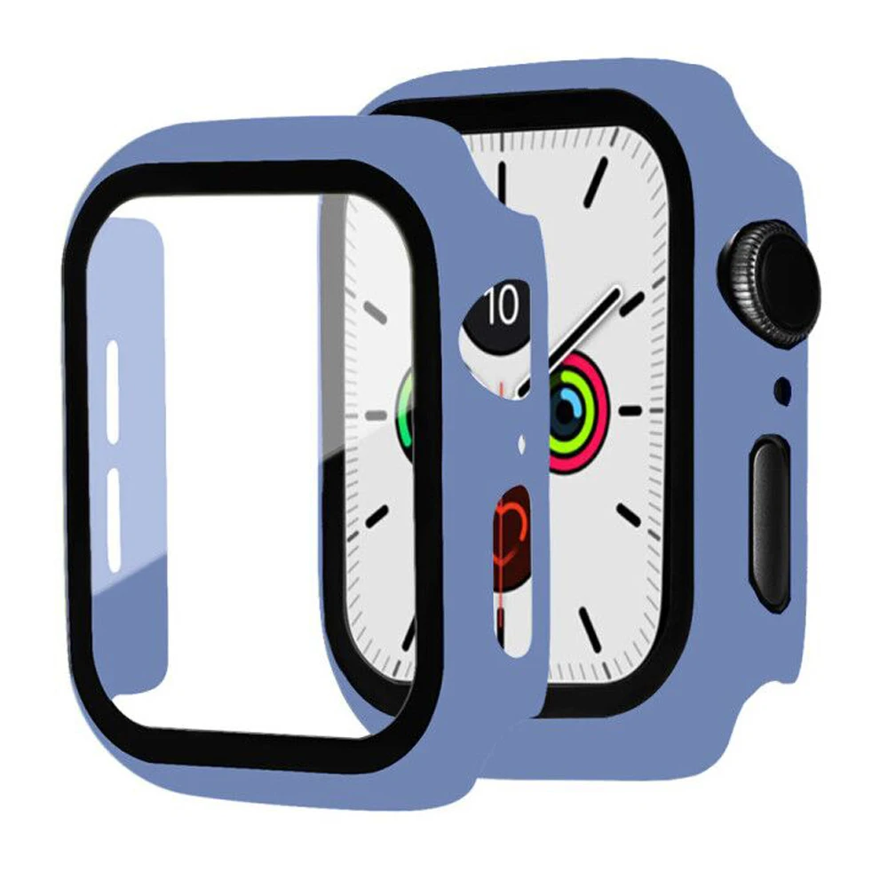 Фото Стекло + чехол для Apple Watch Series 7 6 5 4 3 SE 45 мм 41 44 40 42 мм/38 iWatch защита экрана крышка