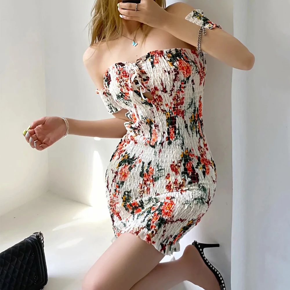 2021 Summer women holiday floral Dress Strapless Lace Off Shoulder Elastic Bandage Mini Dresses beach Slim A-Line Vestidos Mujer
2021 Summer women holiday floral Dress Strapless Lace Off Shoulder Elastic Bandage Mini Dresses beach Slim A-Line Vestidos Mujer
