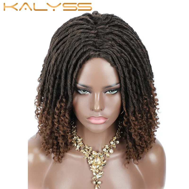 Kaylss 14 дюймов Короткие богини локс Парик искусственный Плетеный парик для черных
