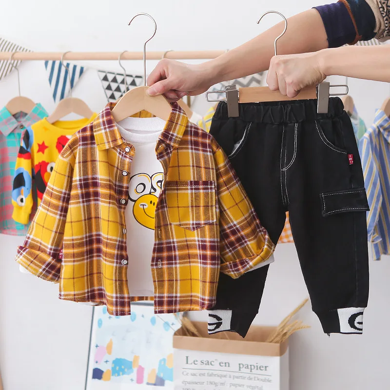 Детская одежда, пальто, костюм, рубашка в клетку для мальчиков на весну и осень, футболка с длинным рукавом и принтом, повседневные брюки, мод... 
Детская одежда, пальто, костюм, рубашка в клетку для мальчиков на весну и осень, футболка с длинным рукавом и принтом, повседневные брюки, мод...