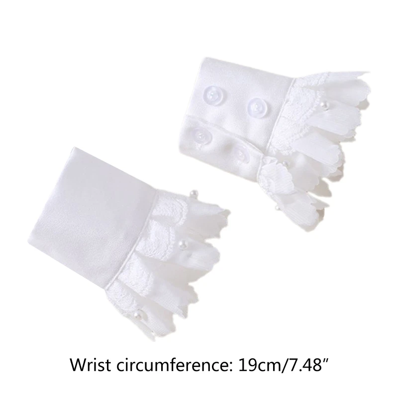 Women Double Layer Chiffon Horn Cuff Ruffled Lace Pearl Beading False Sleeves
Women Double Layer Chiffon Horn Cuff Ruffled Lace Pearl Beading False Sleeves
