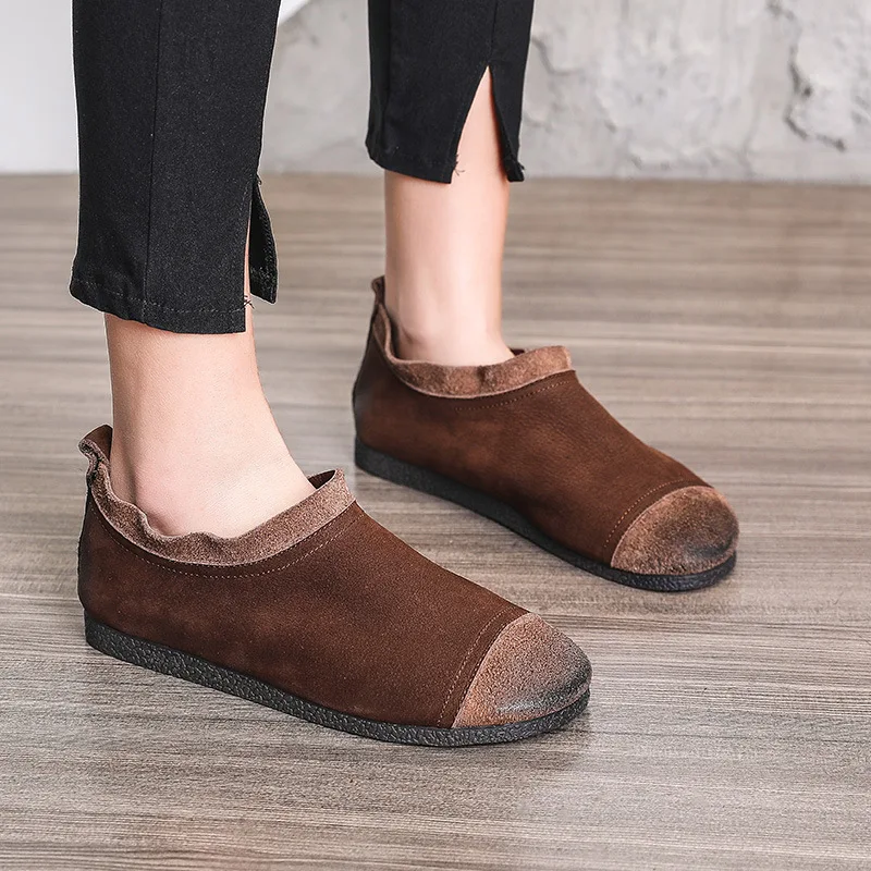 keyika 2021 Fashion Women Shoes Genuine Leather Loafers Women Casual Shoes Soft Comfortable Shoes Women Flats