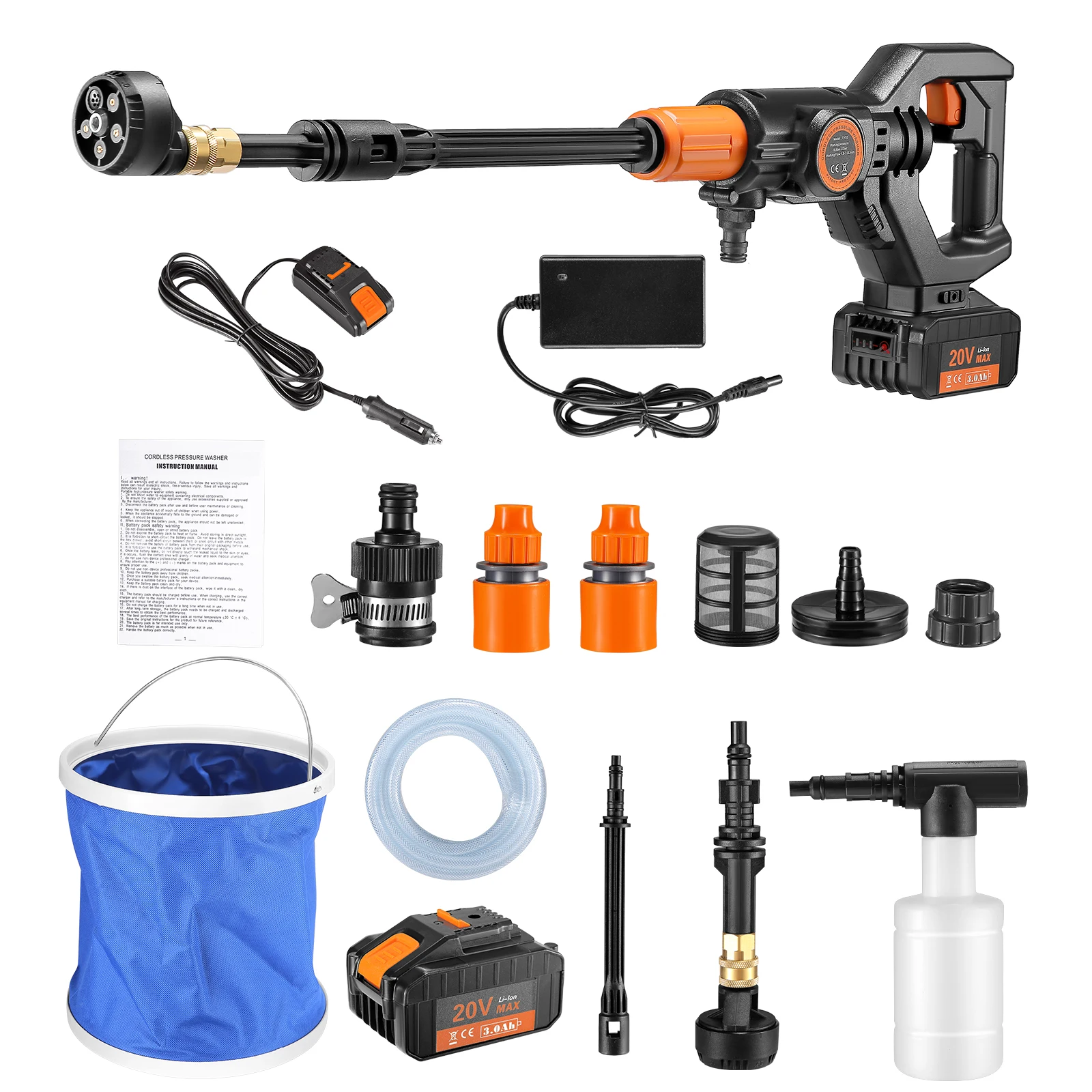 110V 220V Electric Cordless High Pressure Washer Water Gun 3000mAh 30Bar Protable Car Washer Foam Nozzle for Garden Car Cleaning
110V 220V Electric Cordless High Pressure Washer Water Gun 3000mAh 30Bar Protable Car Washer Foam Nozzle for Garden Car Cleaning