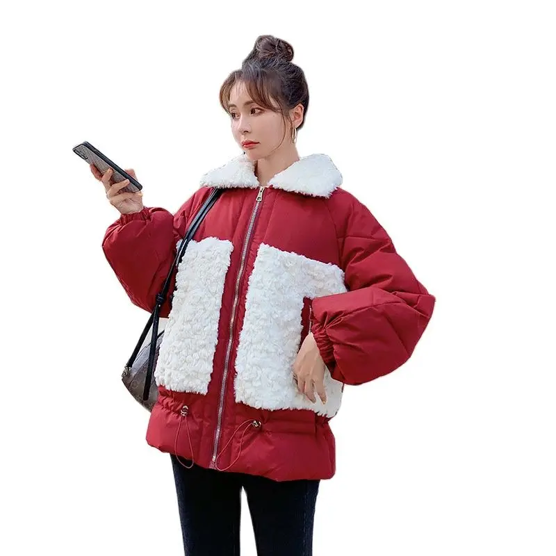 Women Winter Short Lamb Wool Patchwork Windproof Loose Coat Puffer Jacket Cotton Padded Parkas Warm Outwear Overcoat
Women Winter Short Lamb Wool Patchwork Windproof Loose Coat Puffer Jacket Cotton Padded Parkas Warm Outwear Overcoat