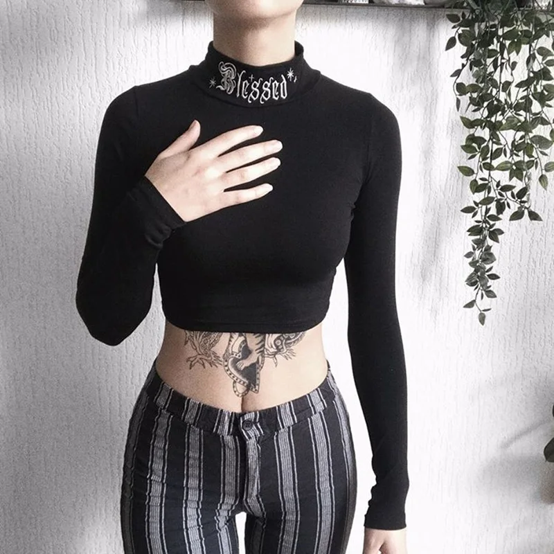 2020 Ins popular Autumn ladies cotton jersey crop top high neck embroidery long sleeves t-shirt women knit top
2020 Ins popular Autumn ladies cotton jersey crop top high neck embroidery long sleeves t-shirt women knit top