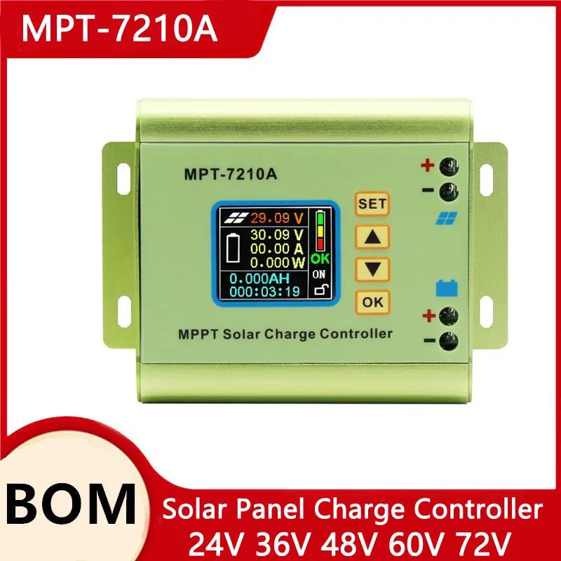 MPT-7210A LCD MPPT 10A Solar Panel Charge Controller Aluminum Alloy for LiPo Battery output 600W 24V 36V 48V 60V 72V battery pac
MPT-7210A LCD MPPT 10A Solar Panel Charge Controller Aluminum Alloy for LiPo Battery output 600W 24V 36V 48V 60V 72V battery pac