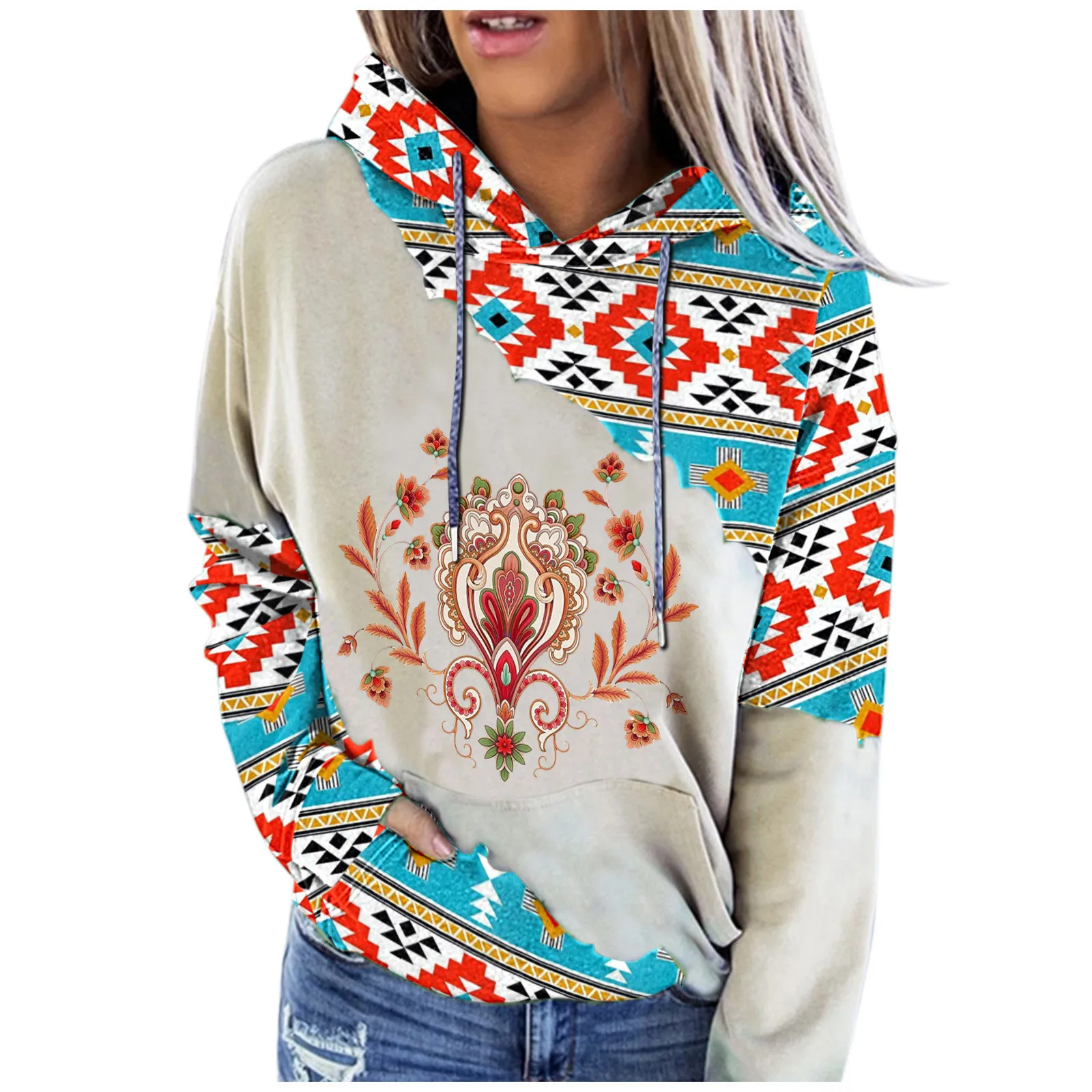 Женский свитшот с длинными рукавами и карманами Повседневные топы 
Женский свитшот с длинными рукавами и карманами Повседневные топы