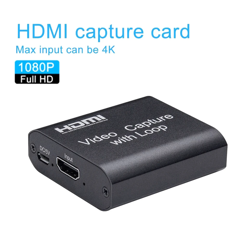 1080P 4K HDMI Video Capture Device HDMI To USB 2.0 Video Capture Card Dongle Game Record Live Streaming Broadcast Local Loop Out
1080P 4K HDMI Video Capture Device HDMI To USB 2.0 Video Capture Card Dongle Game Record Live Streaming Broadcast Local Loop Out