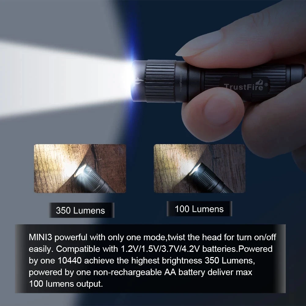 Trustfire Mini3 AAA Keychain Mini LED Flashlight 350 Lumens EDC Small Flash Light Potable Outdoor Lighting Mini Flashlight Lamp
Trustfire Mini3 AAA Keychain Mini LED Flashlight 350 Lumens EDC Small Flash Light Potable Outdoor Lighting Mini Flashlight Lamp