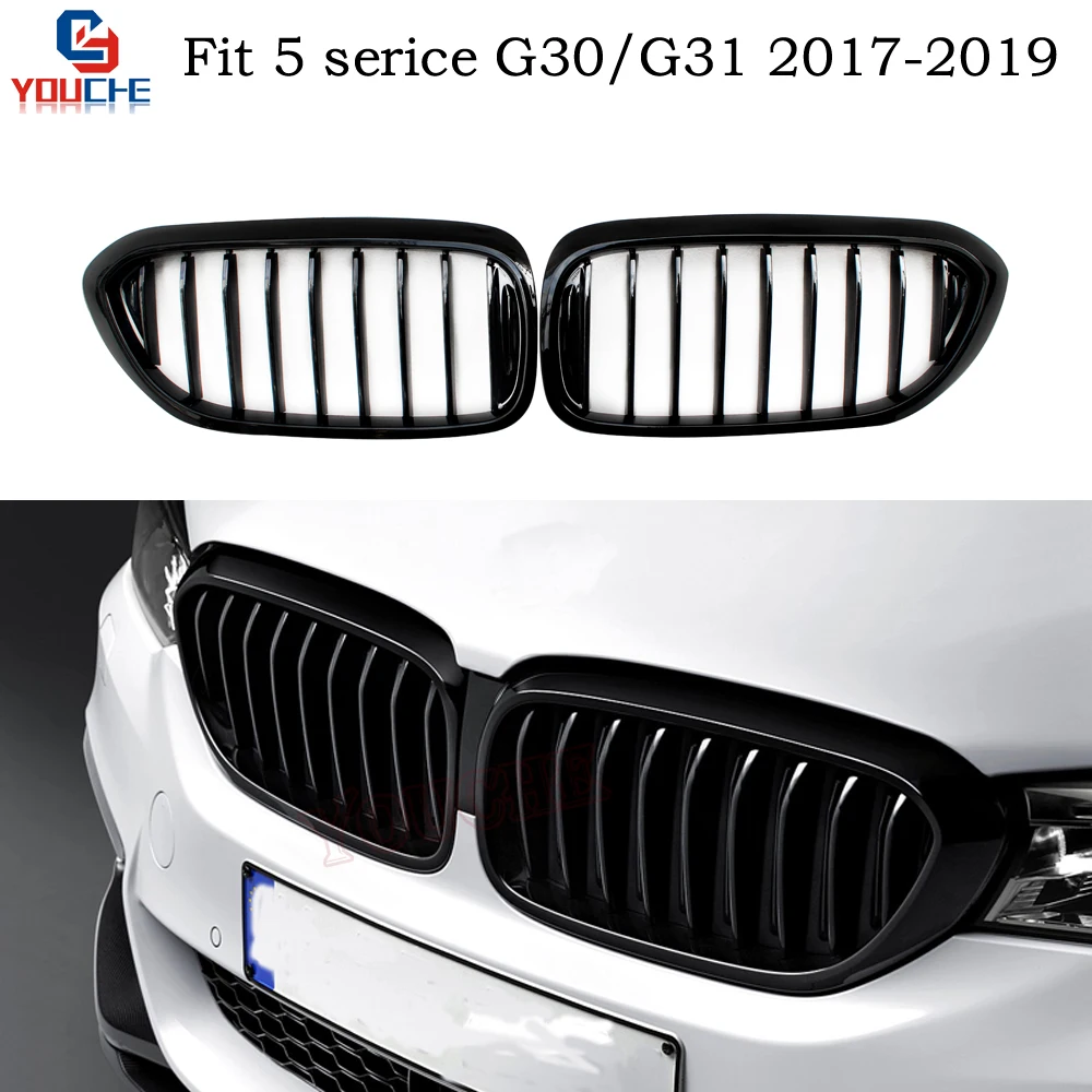 

G30 Front Hood Kidney Grille Mesh For BMW 5 Series G30 G31 2017-2019 520i 530i 540i M550i M5 F90 Gloss Black Grill