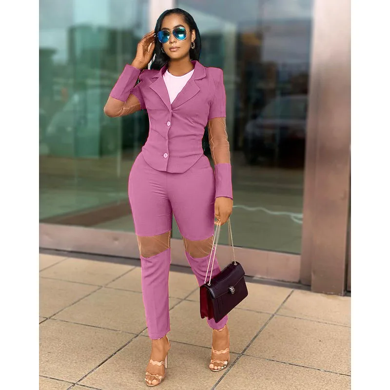 Женский комплект из двух предметов, летний сетчатый укороченный топ с прострочкой и брюки, подходящий повседневный костюм, уличная одежда, ... 
Женский комплект из двух предметов, летний сетчатый укороченный топ с прострочкой и брюки, подходящий повседневный костюм, уличная одежда, ...